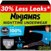 imageNinjamas Boys Bedwetting Nighttime Underwear Size L 6495 lbs 34 Count Overnight Protection Ultra Absorbent HypoallergenicLarge