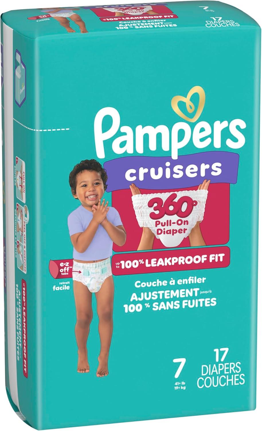 imagePampers Diapers  Cruisers 360  Size 7 88 Count Babyproof up to 100 Leakproof PullOn DiaperSize 7