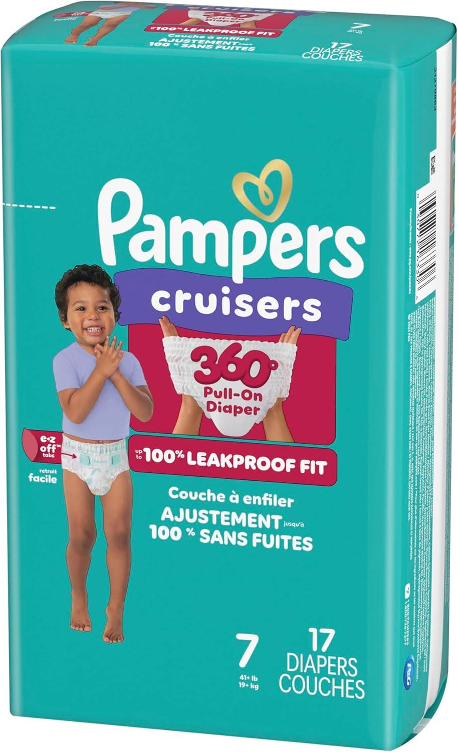 imagePampers Diapers  Cruisers 360  Size 7 88 Count Babyproof up to 100 Leakproof PullOn DiaperSize 7