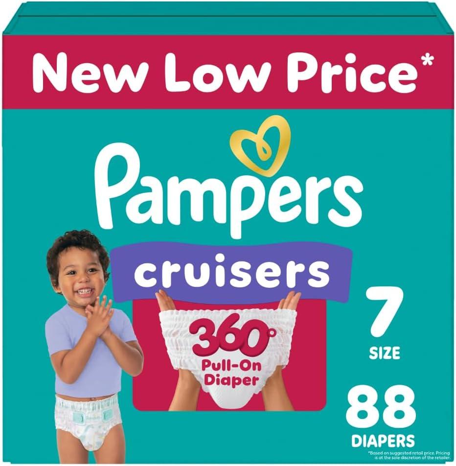 imagePampers Diapers  Cruisers 360  Size 7 88 Count Babyproof up to 100 Leakproof PullOn DiaperSize 7