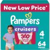 imagePampers Diapers  Cruisers 360  Size 7 88 Count Babyproof up to 100 Leakproof PullOn DiaperSize 4