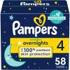 imagePampers Overnight Diapers  Swaddlers Overnights  Size 4 58 Count Disposable Baby Diaper Night Time Leak and Skin Protection