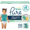 imagePampers Pure Protection Baby Diapers Size 5 27 lbs 132 Count Up to 100 Leakproof Premium Plantbased Skin Protection Hypoallergenic Soft Diapers