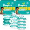 imagePampers Swaddlers Disposable Baby Diapers Size 4 2 Month Supply 2 x 150 Count with Sensitive Water Based Baby Wipes 12X Multi Pack PopTop and Refill 1008 CountSize 3