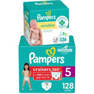 imageDiapers Size 3 168 Count and Baby Wipes  Pampers Pull On Cruisers 360 Fit Baby Diapers with Stretchy Waistband ONE MONTH SUPPLY with Sensitive Wipes 6X PopTops 336 Count Packaging May VarySize 5