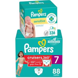 imageDiapers Size 3 168 Count and Baby Wipes  Pampers Pull On Cruisers 360 Fit Baby Diapers with Stretchy Waistband ONE MONTH SUPPLY with Sensitive Wipes 6X PopTops 336 Count Packaging May VarySize 7