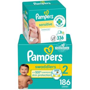 imageDiapers Size 3 168 Count and Baby Wipes  Pampers Swaddlers Disposable Baby Diapers and Water Baby Wipes Sensitive PopTop Packs 336 Count Packaging May VarySize 2