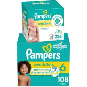 imageDiapers Size 3 168 Count and Baby Wipes  Pampers Swaddlers Disposable Baby Diapers and Water Baby Wipes Sensitive PopTop Packs 336 Count Packaging May VarySize 6  4X