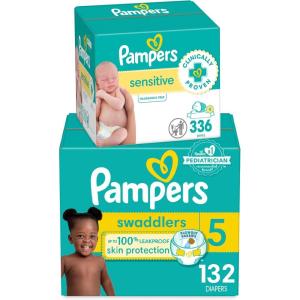 imageDiapers Size 3 168 Count and Baby Wipes  Pampers Swaddlers Disposable Baby Diapers and Water Baby Wipes Sensitive PopTop Packs 336 Count Packaging May VarySize 5  4X
