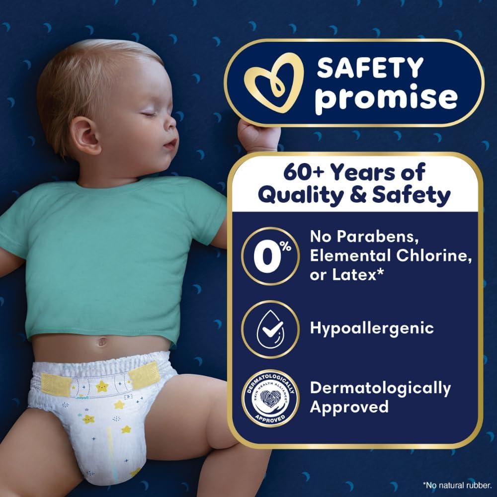 imagePampers Overnight Diapers  Swaddlers Overnights  Size 3 116 Count Disposable Baby Diaper Night Time Leak and Skin ProtectionSize 4