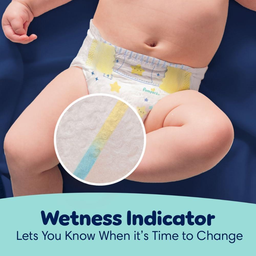 imagePampers Overnight Diapers  Swaddlers Overnights  Size 3 116 Count Disposable Baby Diaper Night Time Leak and Skin ProtectionSize 4