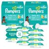 imagePampers Baby Dry Disposable Baby Diapers Size 3 2 Month Supply 2 x 210 Count with Sensitive Water Based Baby Wipes 12X Multi Pack PopTop and Refill 1008 CountSize 4