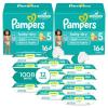 imagePampers Baby Dry Disposable Baby Diapers Size 3 2 Month Supply 2 x 210 Count with Sensitive Water Based Baby Wipes 12X Multi Pack PopTop and Refill 1008 CountSize 5