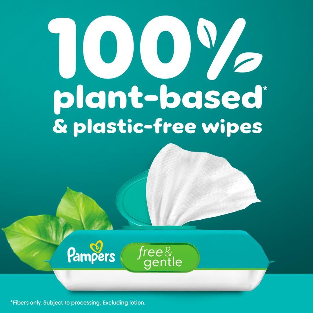 imagePampers Baby Wipes Free ampamp Gentle Hypoallergenic and Unscented Wipe 100 Plant Based PlasticFree for Babies 936 Total 12 FlipTop PacksUnscented