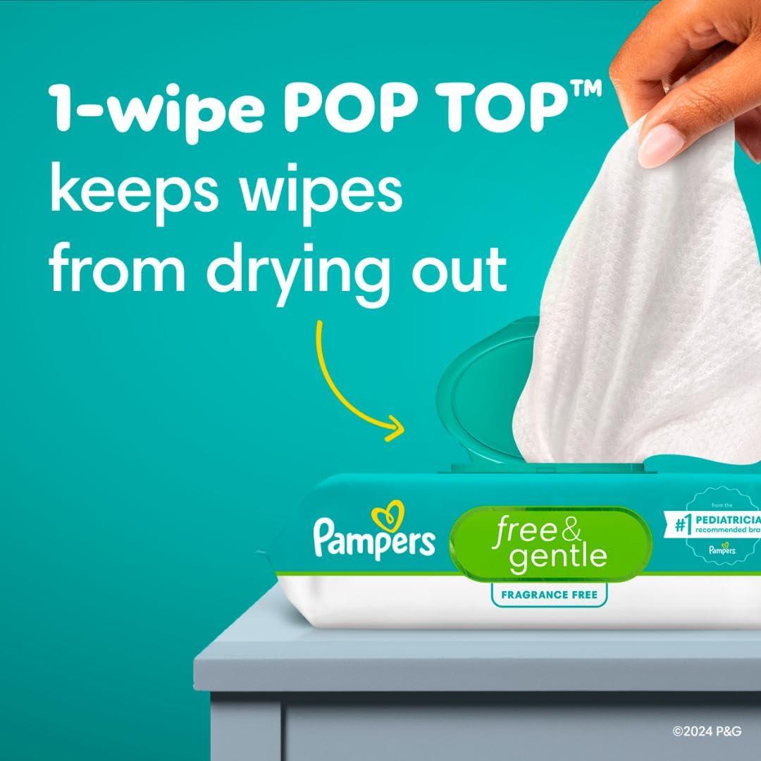 imagePampers Baby Wipes Free ampamp Gentle Hypoallergenic and Unscented Wipe 100 Plant Based PlasticFree for Babies 936 Total 12 FlipTop PacksUnscented
