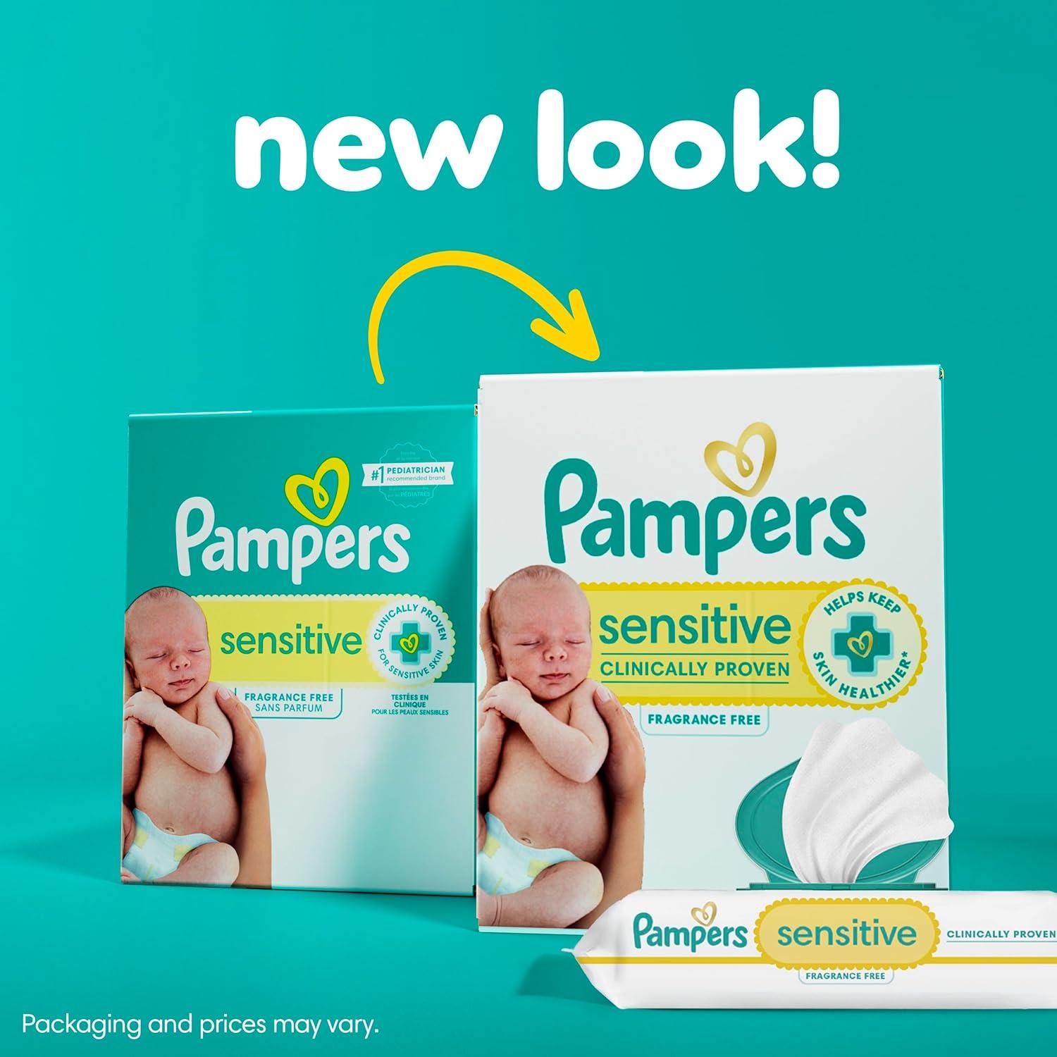 imagePampers Baby Wipes Sensitive Water Based Wipes Hypoallergenic and Unscented for Babies 588 Wipes Total 7 Refill Packs56 Count Pack of 1