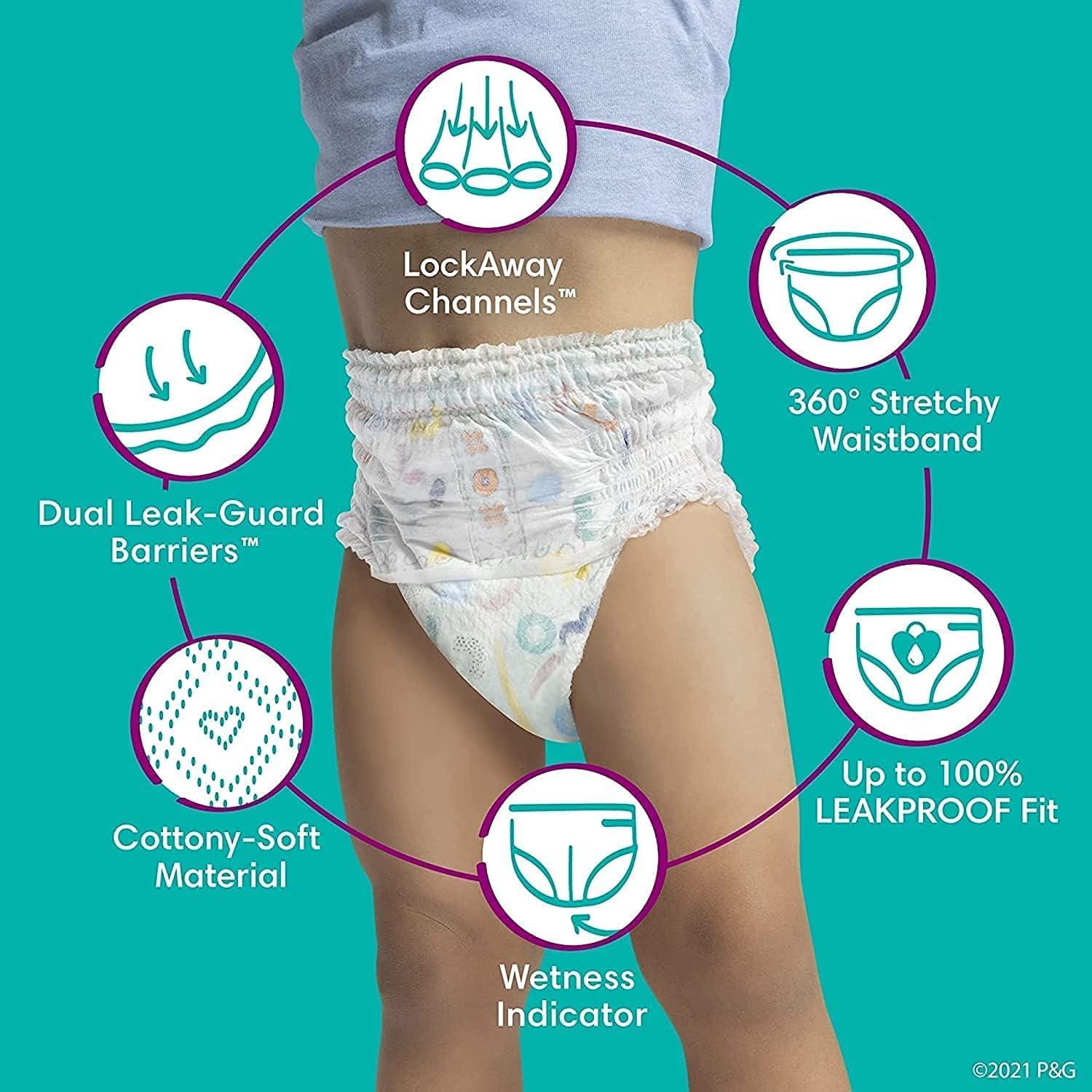 imagePampers Pull On Cruisers 360 Fit Disposable Baby Diapers Size 3 2 Months Supply 2 x 168 Count with Sensitive Water Based Baby Wipes 12X Multi Pack PopTop and Refill 1008 CountSize 5