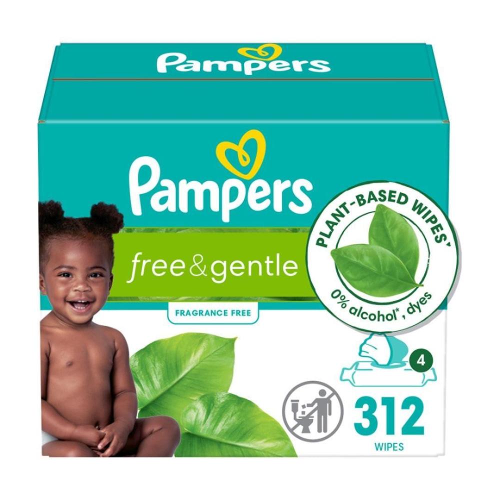 imagePampers Baby Wipes Free ampamp Gentle Hypoallergenic and Unscented Wipe 100 Plant Based PlasticFree for Babies 936 Total 12 FlipTop PacksUnscented