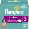 imagePampers Cruisers Diapers  Size 3 One Month Supply 174 Count Disposable Active Baby Diapers with Custom StretchSize 3