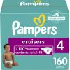 imagePampers Cruisers Diapers  Size 3 One Month Supply 174 Count Disposable Active Baby Diapers with Custom StretchSize 4