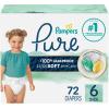 imagePampers Pure Protection Baby Diapers Size 3 1628 lbs 168 Count Up to 100 Leakproof Premium PlantBased Skin Protection Hypoallergenic Soft DiapersSize 6