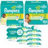 imagePampers Baby Diapers and Wipes Starter Kit Swaddlers Disposable Sizes 1 198 Count ampamp 2 186 Count with Sensitive Water Based 12X Multi Pack PopTop Refill 1008 Count