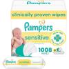imagePampers Baby Wipes Sensitive Water Based Wipes Hypoallergenic and Unscented for Babies 588 Wipes Total 7 Refill Packs1008 Count Pack of 1