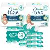 imagePampers Pure Protection Disposable Baby Diapers Starter Kit 2 Month Supply Sizes 1 198 Count ampamp 2 186 Count with Aqua Pure Sensitive Wipes 12X PopTop Packs 672 CountSize 1  2