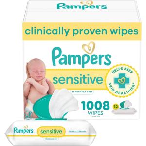 imagePampers Baby Wipes Sensitive Water Based Wipes Hypoallergenic and Unscented for Babies 588 Wipes Total 7 Refill Packs1008 Count Pack of 1