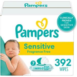 imagePampers Baby Wipes Sensitive Water Based Wipes Hypoallergenic and Unscented for Babies 588 Wipes Total 7 Refill Packs56 Count Pack of 7