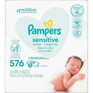 imagePampers Baby Wipes Sensitive Water Based Wipes Hypoallergenic and Unscented for Babies 588 Wipes Total 7 Refill Packs72 Count Pack of 8
