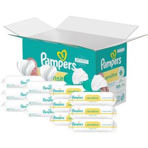 imagePampers Baby Wipes Sensitive Water Based Wipes Hypoallergenic and Unscented for Babies 588 Wipes Total 7 Refill Packs84 Count Pack of 12