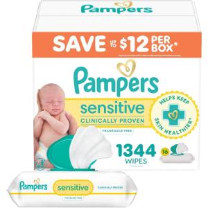 imagePampers Baby Wipes Sensitive Water Based Wipes Hypoallergenic and Unscented for Babies 588 Wipes Total 7 Refill Packs84 Count Pack of 16
