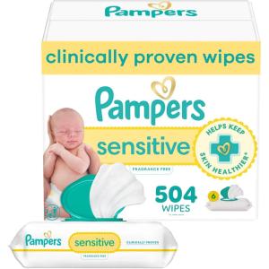 imagePampers Baby Wipes Sensitive Water Based Wipes Hypoallergenic and Unscented for Babies 588 Wipes Total 7 Refill Packs84 Count Pack of 6
