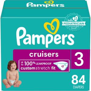 imagePampers Cruisers Diapers  Size 3 One Month Supply 174 Count Disposable Active Baby Diapers with Custom StretchSize 3