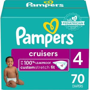imagePampers Cruisers Diapers  Size 3 One Month Supply 174 Count Disposable Active Baby Diapers with Custom StretchSize 4