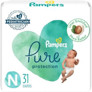 imagePampers Pure Protection Baby Diapers Size 3 1628 lbs 168 Count Up to 100 Leakproof Premium PlantBased Skin Protection Hypoallergenic Soft DiapersNewborn