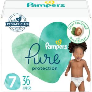 imagePampers Pure Protection Baby Diapers Size 3 1628 lbs 168 Count Up to 100 Leakproof Premium PlantBased Skin Protection Hypoallergenic Soft DiapersSize 7