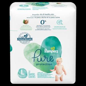 imagePampers Pure Protection Baby Diapers Size 3 1628 lbs 168 Count Up to 100 Leakproof Premium PlantBased Skin Protection Hypoallergenic Soft DiapersSize 4