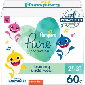 imagePampers Training Pants  Pure Protection  Size 3T4T 58 Count Baby Shark Premium Hypoallergenic Potty Underwear2T3T