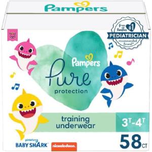 imagePampers Training Pants  Pure Protection  Size 3T4T 58 Count Baby Shark Premium Hypoallergenic Potty Underwear3T4T