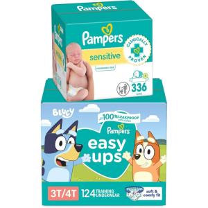imagePampers Easy Ups Bluey Pull On Training Pants Boys and Girls 4T5T 104 Count with Sensitive Water Based Baby Wipes 4X PopTop Packs 336 Count3T4T Size 5  6X