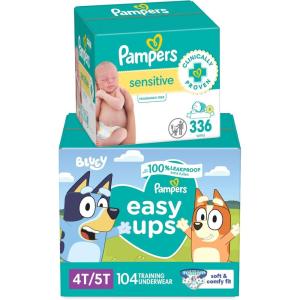 imagePampers Easy Ups Bluey Pull On Training Pants Boys and Girls 4T5T 104 Count with Sensitive Water Based Baby Wipes 4X PopTop Packs 336 Count4T5T Size 6  6X