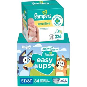 imagePampers Easy Ups Bluey Pull On Training Pants Boys and Girls 4T5T 104 Count with Sensitive Water Based Baby Wipes 4X PopTop Packs 336 Count5T6T Size 7  6X
