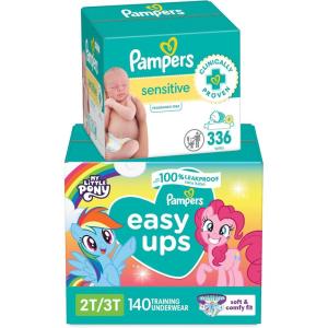 imagePampers Easy Ups Pull On Training Pants My Little Pony 2T3T 140 Count with Sensitive Water Based Baby Wipes 4X PopTop Packs 336 Count2T3T Size 4  6X