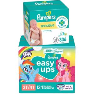 imagePampers Easy Ups Pull On Training Pants My Little Pony 2T3T 140 Count with Sensitive Water Based Baby Wipes 4X PopTop Packs 336 Count3T4T Size 5  6X