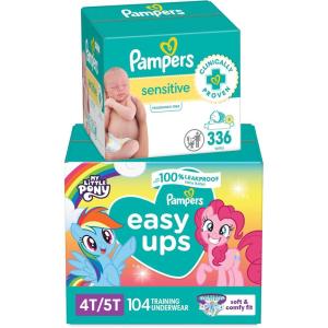 imagePampers Easy Ups Pull On Training Pants My Little Pony 2T3T 140 Count with Sensitive Water Based Baby Wipes 4X PopTop Packs 336 Count4T5T Size 6  6X
