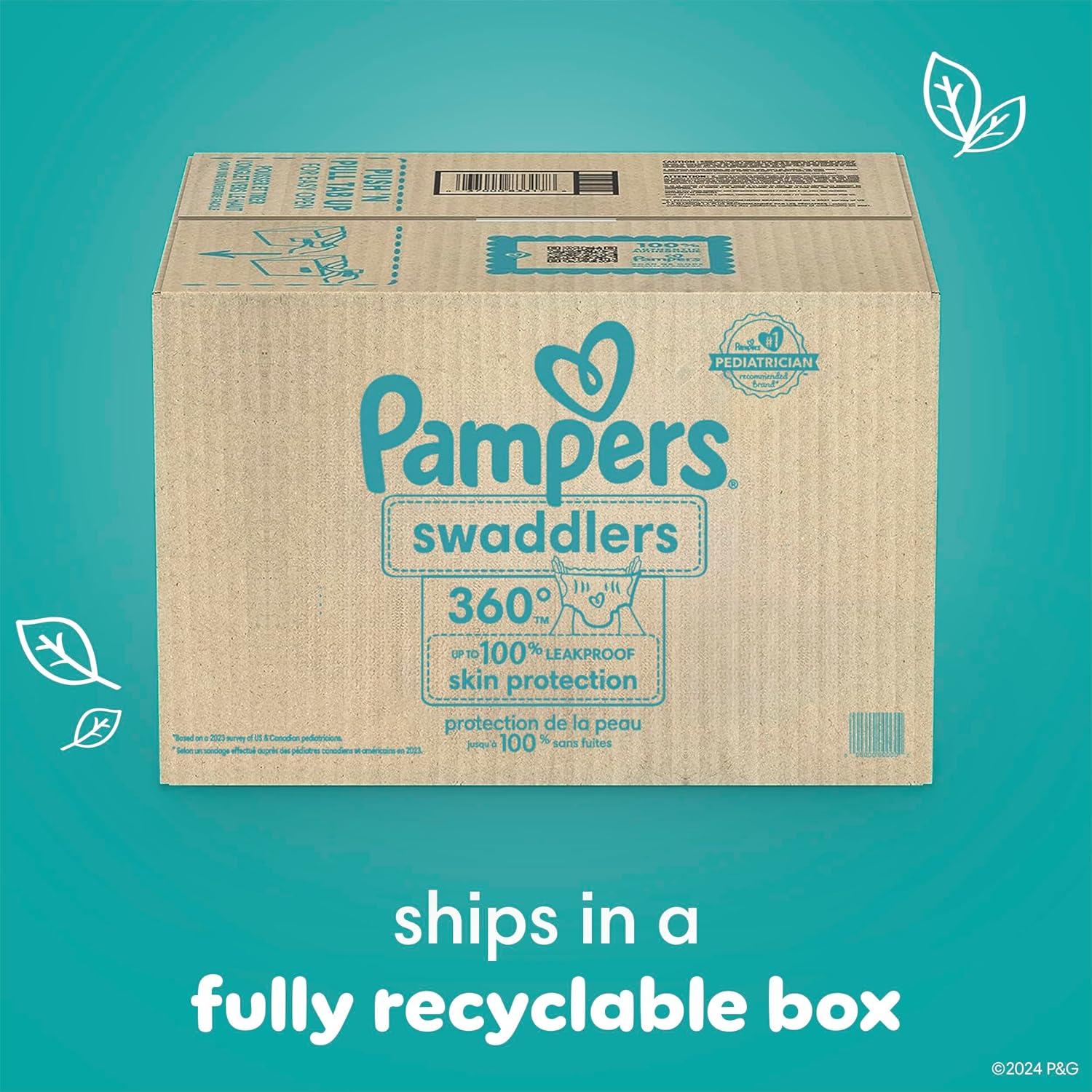 imagePampers Diapers  Swaddlers 360  Size 3 156 Count for up to 100 Leakproof Premium Skin Protection Packaging May VarySize 3