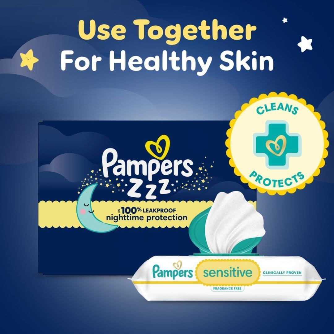 imagePampers Overnight Diapers  Swaddlers Overnights  Size 3 116 Count Disposable Baby Diaper Night Time Leak and Skin ProtectionSize 4