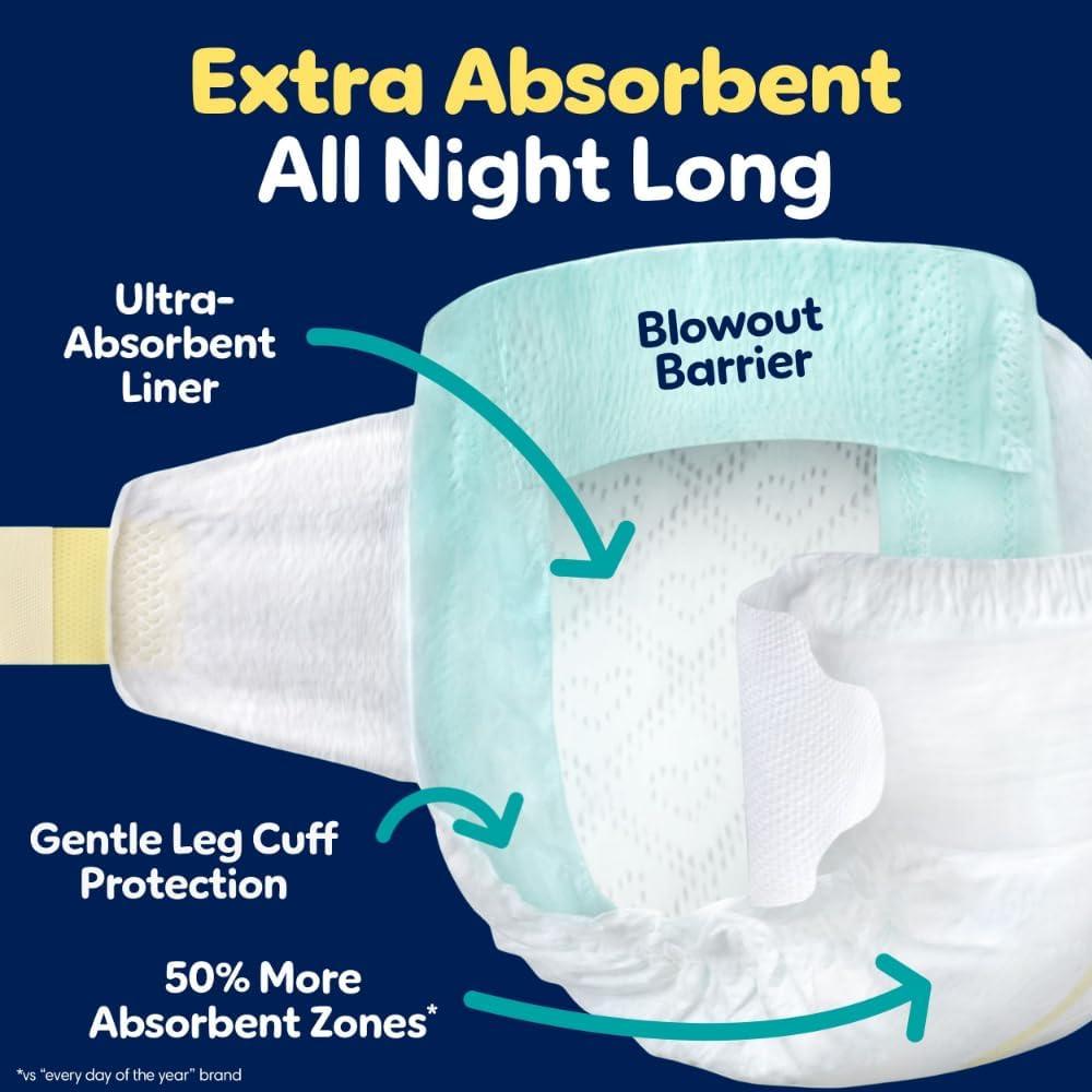 imagePampers Overnight Diapers  Swaddlers Overnights  Size 3 116 Count Disposable Baby Diaper Night Time Leak and Skin ProtectionSize 5